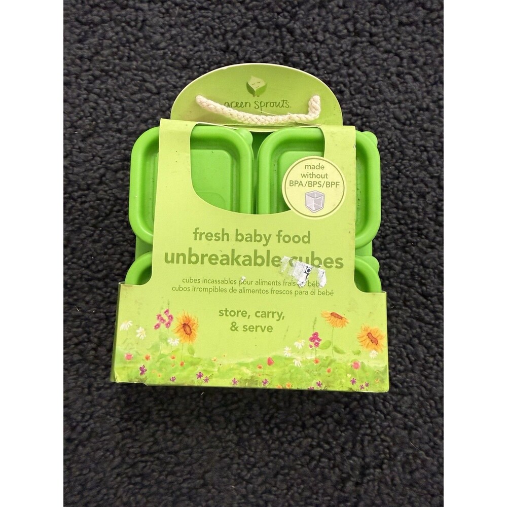 Green Sprouts Tempered Glass Leak-proof Baby Food Cubes 2oz 4-Pack Stackable